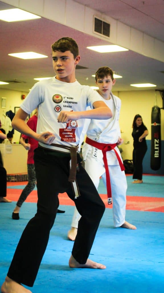 Our teenagers classes are treated as young adults they take responsibility for their own development and practice with guidance from our training Martial Arts coaches.