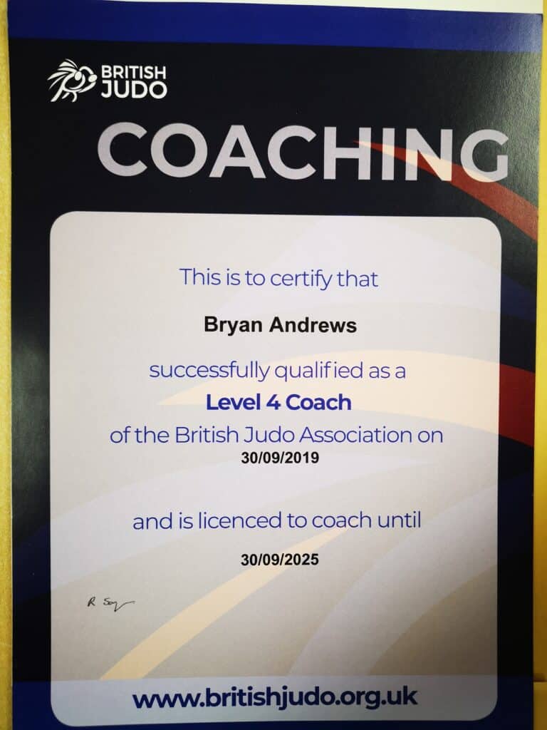 BJA Coach, British Judo Coaching qualification, Level 4 coach, UKCC