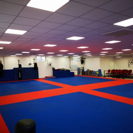 A view across our mats at the safety mats, which are great for practice Judo, Ju Jitsu and BJJ