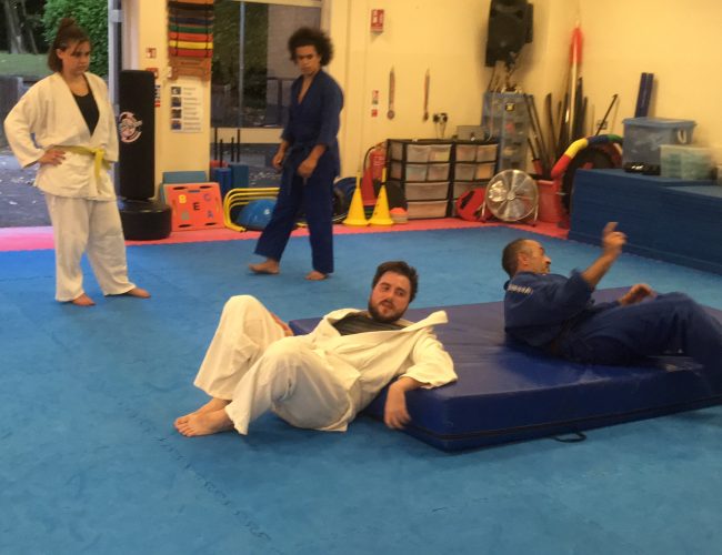 Judo using the safety mat at our Basingstoke Judo club